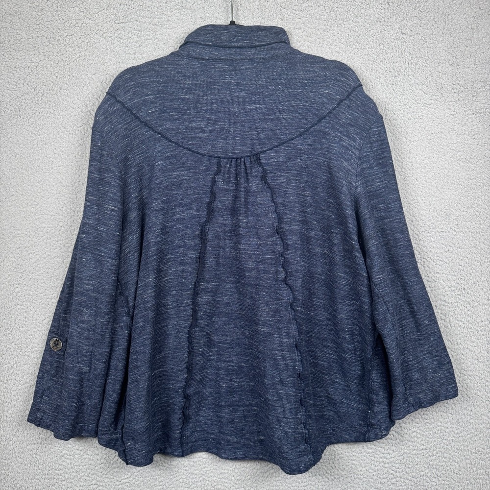 Neon‎ Buddha Sweater Womens XL Blue Button Front Linen Blend Cardigan Jacket - Picture 2 of 8